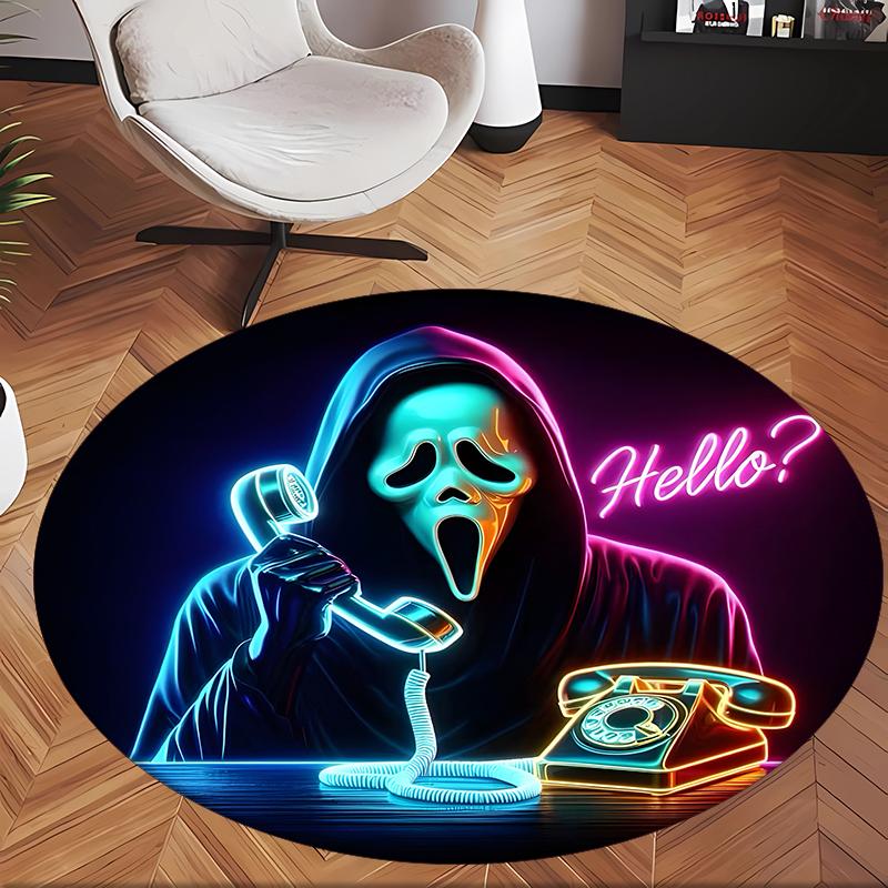 Ghostface (1) Tapis de Bureau Rond Tapis de Sol Décoratif pour Bureau Chambre Salon et Espace Maison