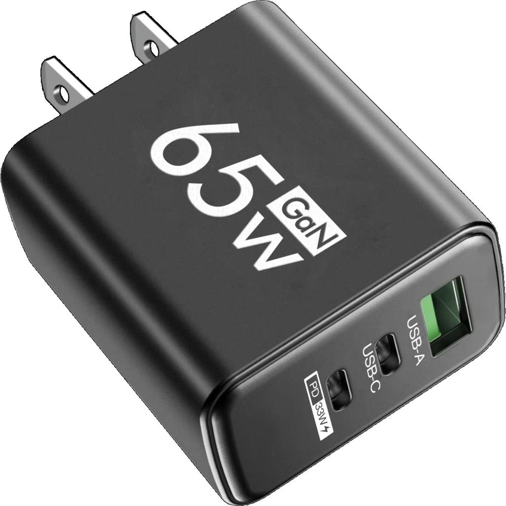 65W USB GaN Charger 3 in 1 PD Type C Fast Charging Mobile Phone Power Adapter for IPhone 15 Xiaomi Samsung Oneplus EU/US/KR Plug