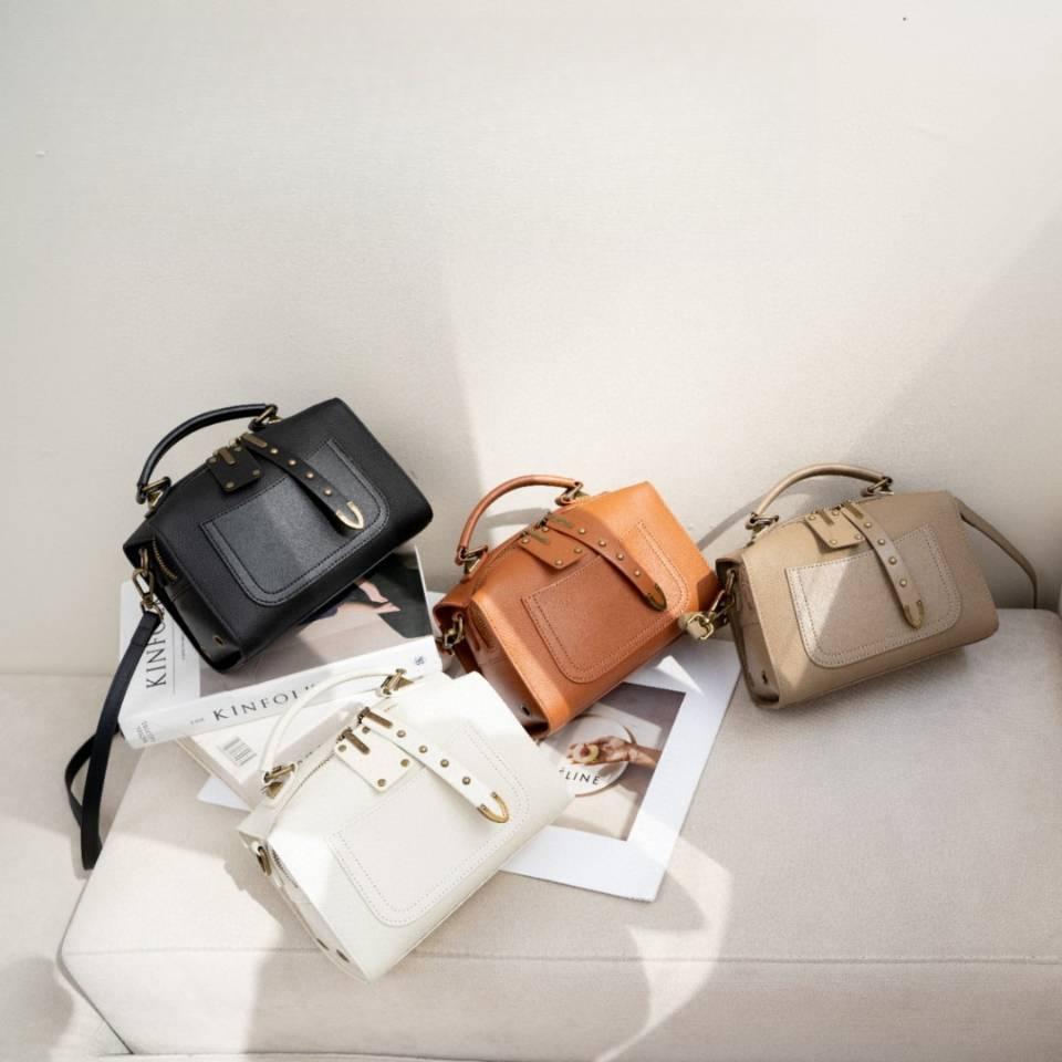 Cowhide Lady, One Shoulder Crossbody Simple Portable Fashion Bag, Girls Handbag Pillow Bag Large Capacity