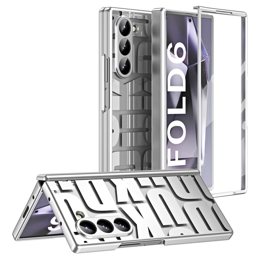 For Samsung Galaxy Z Fold6 5G Case Electroplating PC Phone Cover with Tempered Glass Film