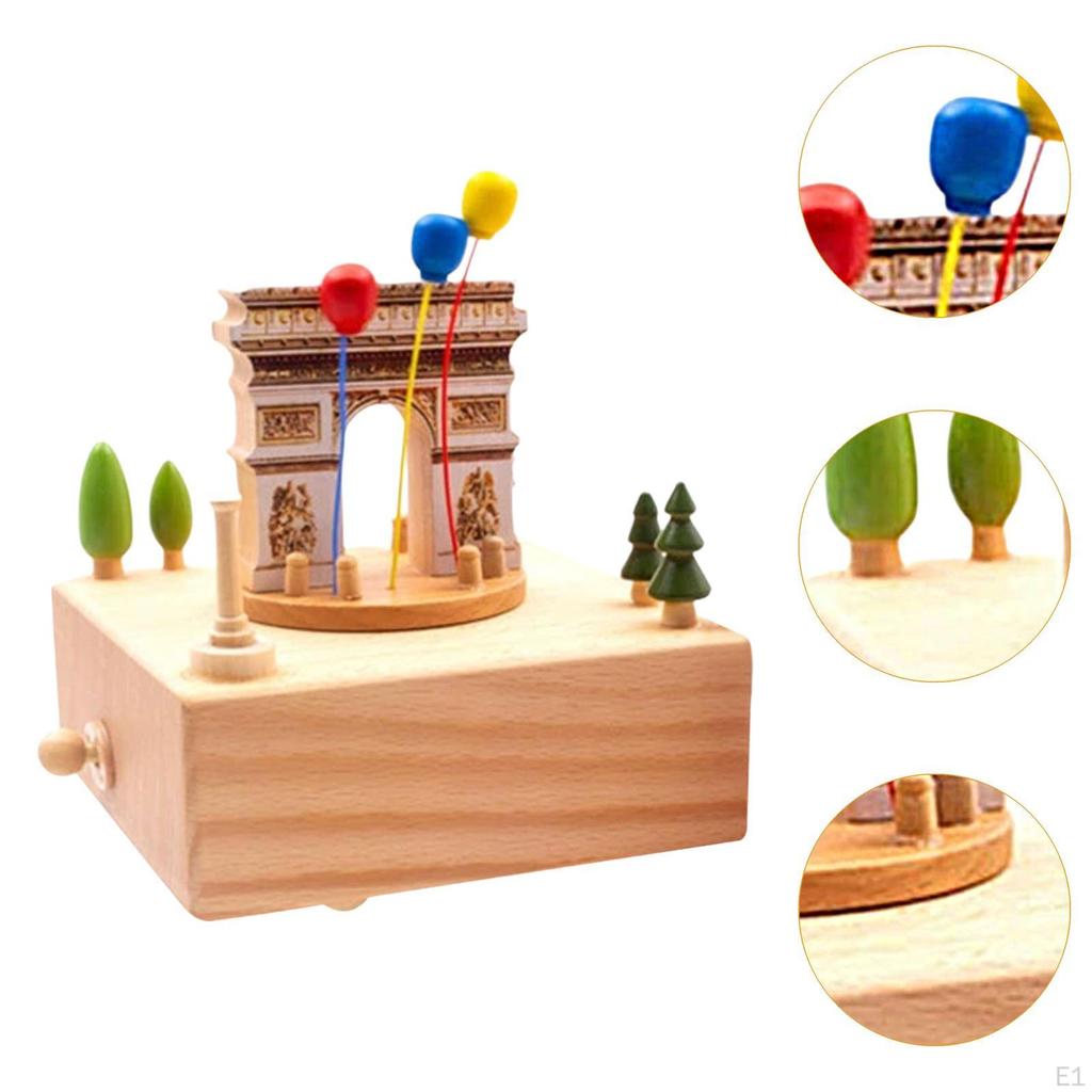 Hölzerne Spieluhr, kreatives Schreibtisch-Ornament, Festival-Geschenkhandwerk, musikalischer Triomphe zum Geburtstag