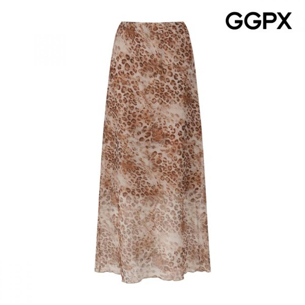 Ggpx New York Leopard Chiffon Maxi Skirt Gq6sk005f sky blue/F