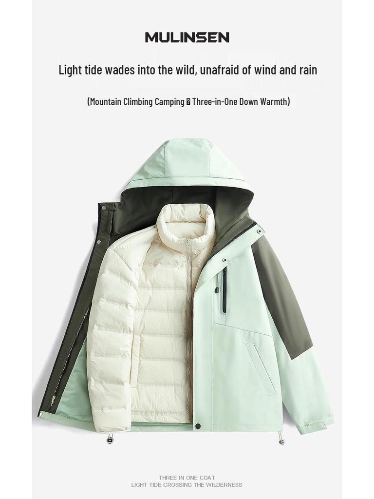 Camel HJCAMEL Women's 3-in-1 Autumn/Winter Windproof Waterproof Down Jacket