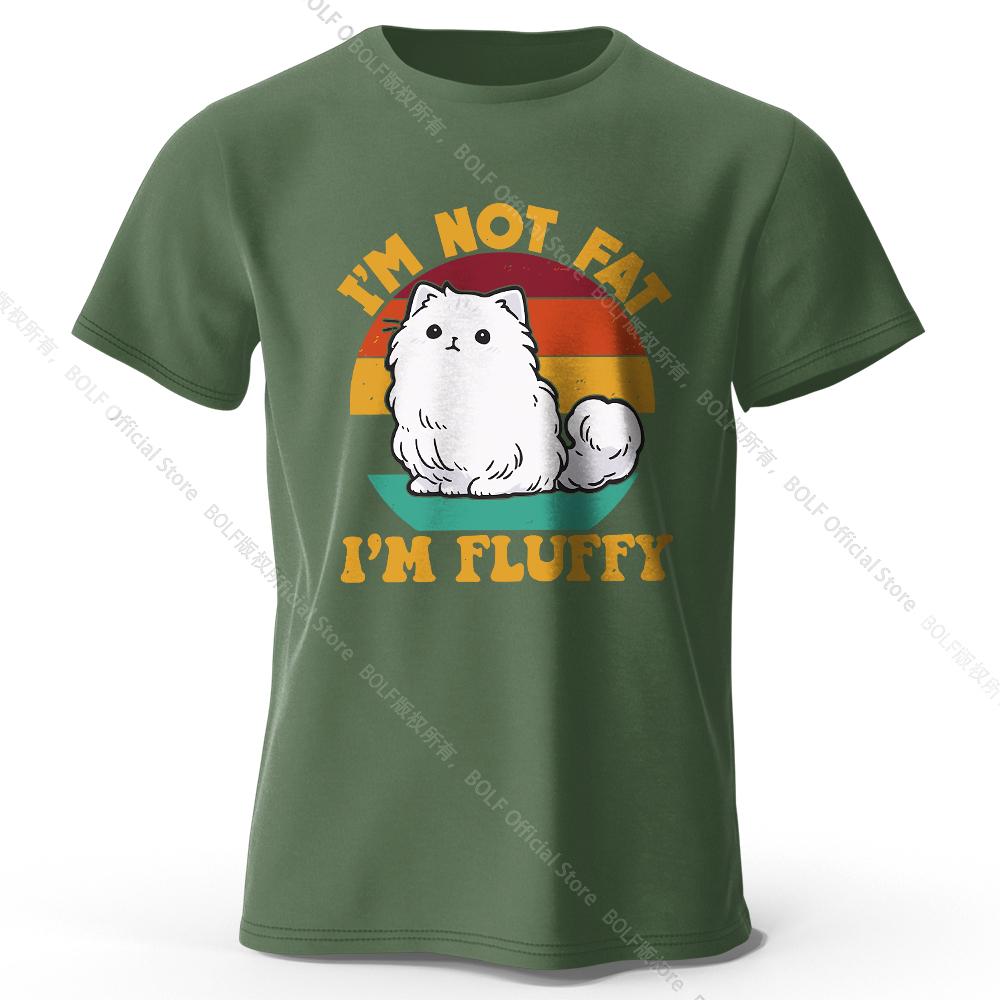 Men's I Am Not Fat I Am Fluffy Printed T-Shirt 100% Cotton Oversized Humor Graphic Tees for Women Summer Tops Kawaii Streetwear