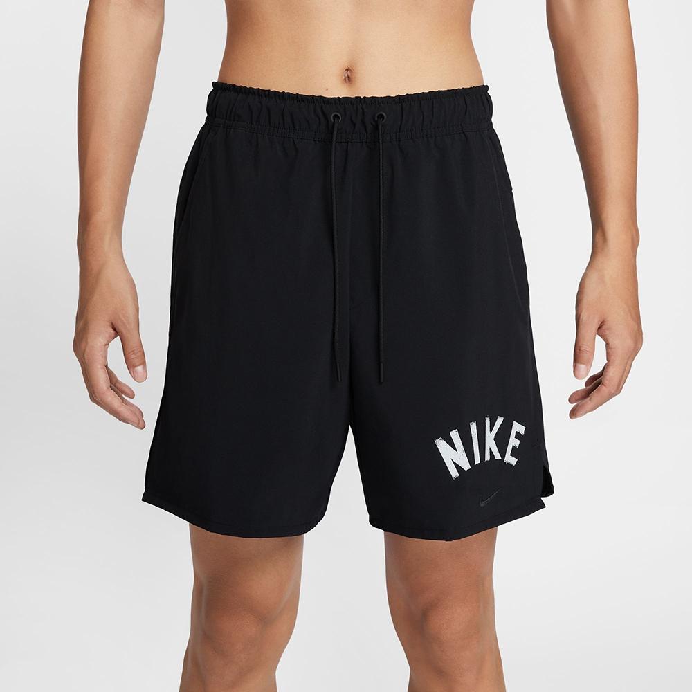 Nike Dri-Fit Unlimited Logo Print Mid-Rise Elastischer Bund Lässige Shorts Herrenshorts Schwarz FV9895010
