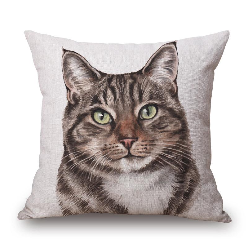 Hand Painting Animals Cushion Covers Bulldog Bull Terrier Labradoodle Dog Cat Print Decorative Pillow Case
