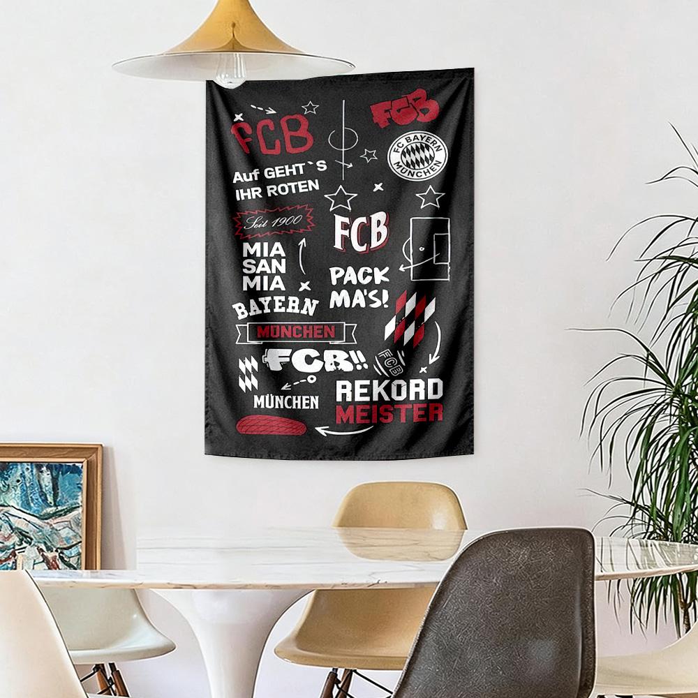 FC Bayern München Wanddekoration Wandteppich Kunst Für Haustiermemorial Geburtstag Hochzeitsparty Kulisse Familiengeschenk