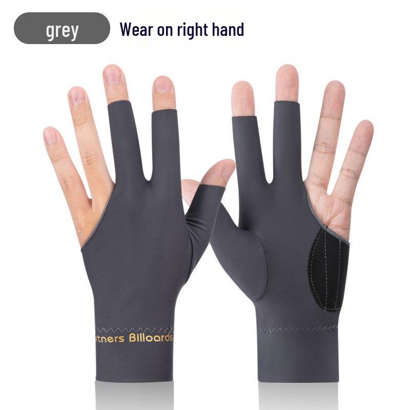 High Elastic Three-Finger Billiard Glove with Logo Print E18