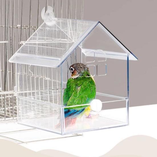 Parrot Bath 3 in 1 Hanging Birds Bath Transparent Parrot House Birdcage Bathing Box for Lovebirds Finches Parakeets