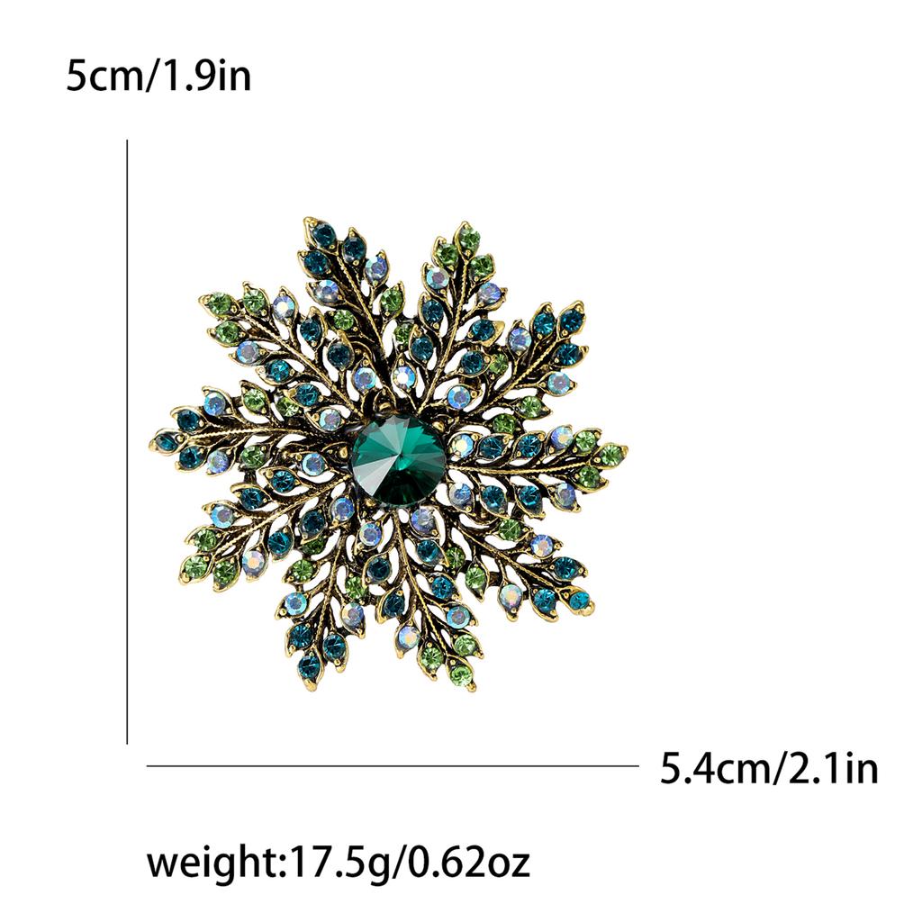 Rhinestone Snowflake Brooch for Women Unisex Pearl Flower Pins Banquet Party Backpack Gifts Jewelry Accessories