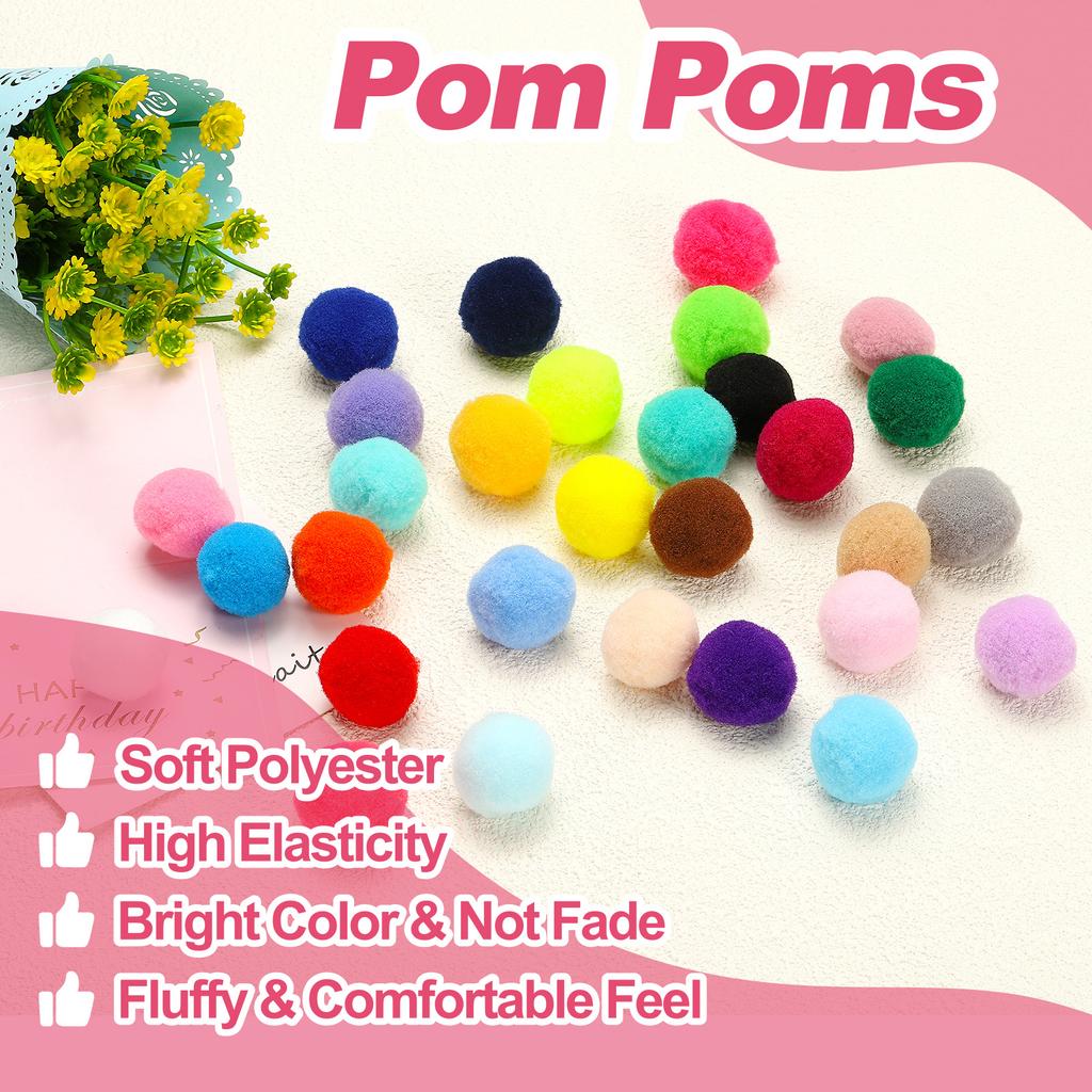 200pcs Pom Poms Small Pom Pom Balls Fuzzy Craft Pompoms for Crafts Arts DIY Decorations Crafting Supplies 1 Inch/2.5cm