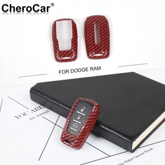 

Key Fob Cover Protector Case Fit For Dodge Ram 1500 2018- Red Carbon Fiber