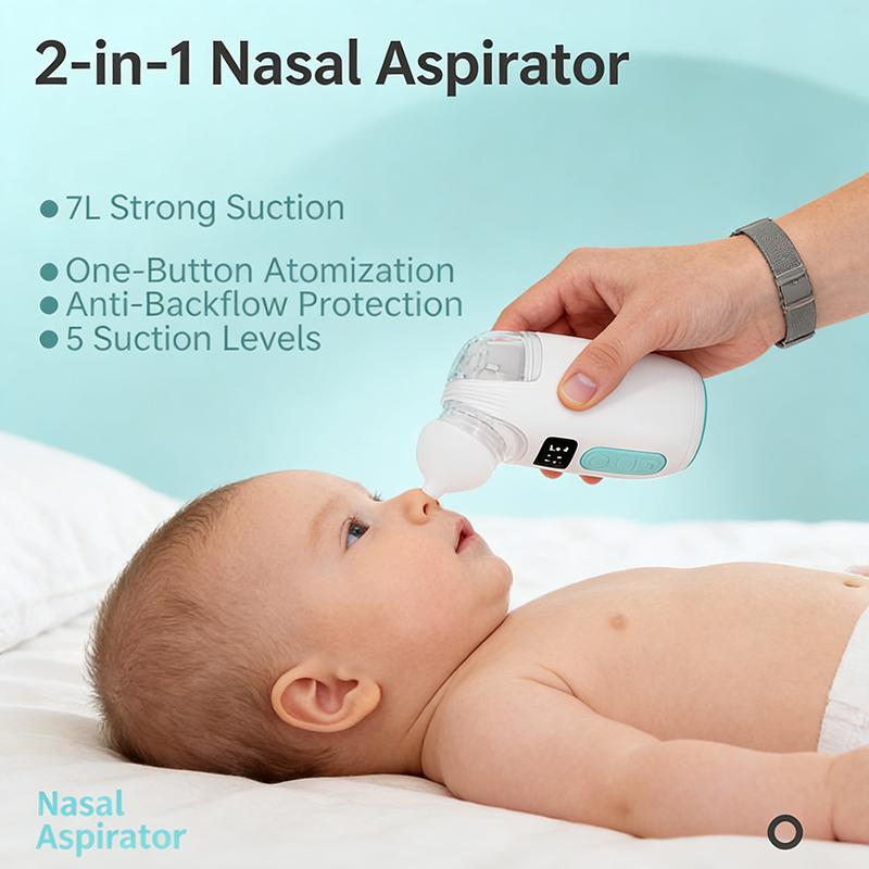 Delikatny głęboko oczyszczający aspirator do nosa i nebulizator 2 w 1 dla niemowląt – Delikatna pielęgnacja nosa