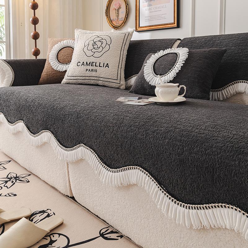 New French Retro Sofa Cushion Universal In All Seasons, Non-Slip And Anti-Cat Scratch Special-Shaped Sofa Seat Cushion, Sub-Cover Cloth Towel