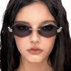 New rhombus frameless thin frame metal sunglasses, premium light luxury old money wind shading sunscreen versatile sunglasses