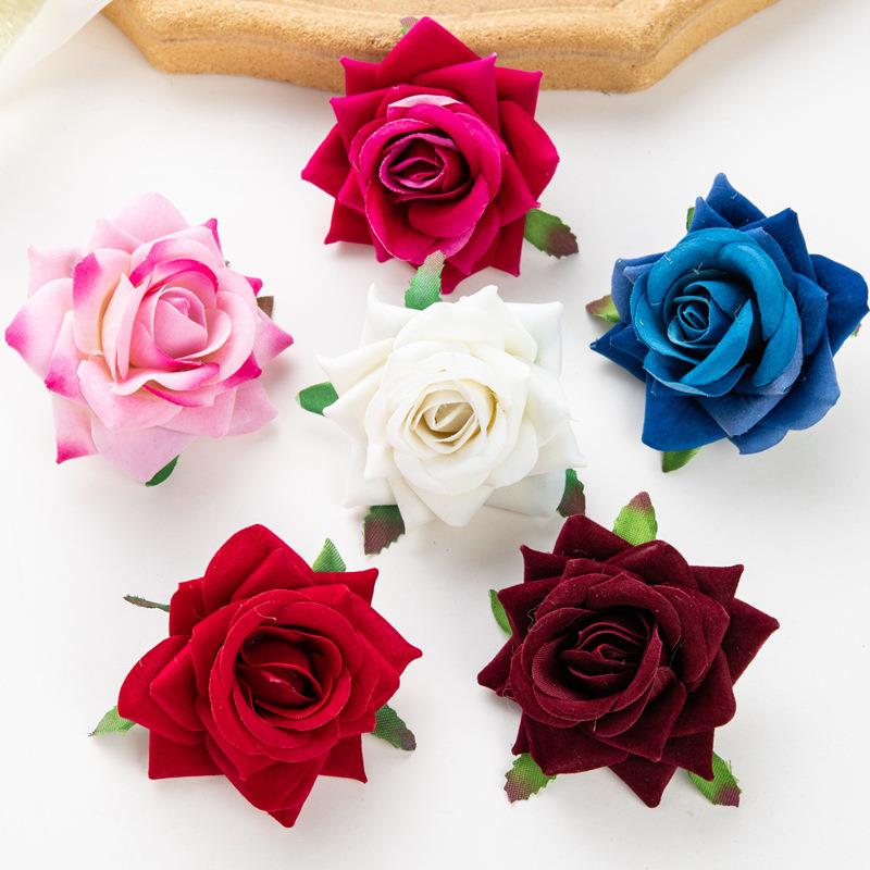 Red White Fabric Rose Duckbill Clip For Women Hair Clips French Romantic Side Clip Holiday Headwear Hairpin Hair Accessories