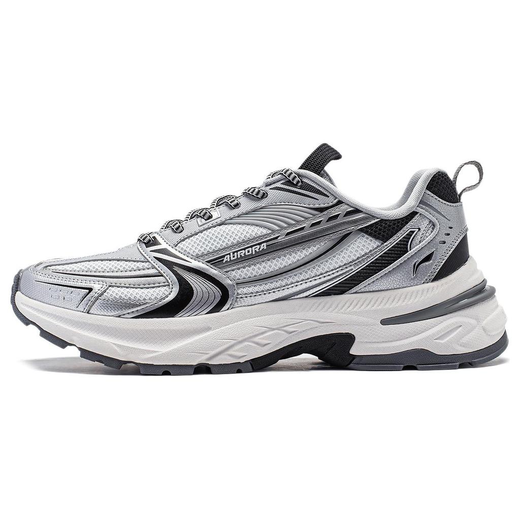New LINING Aurora 2K Casual Shoes Men Low Top White Silver AGCU025-1