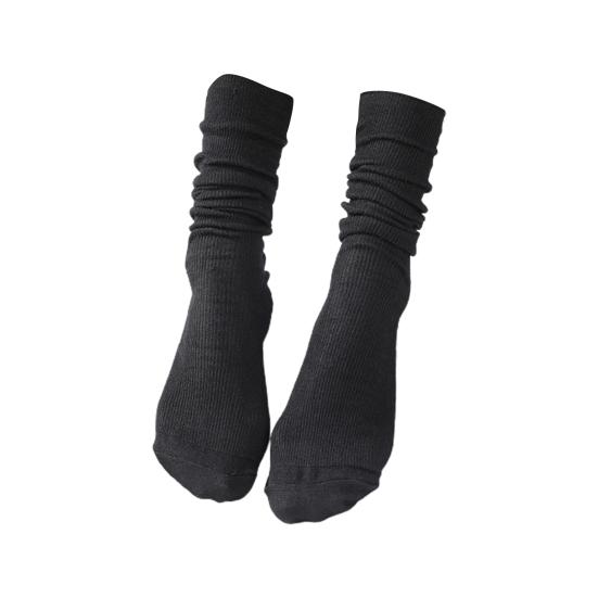 

1 Pair Women Socks Solid Color Sweat-absorbent Autumn Winter Japanese Style Good Elasticity Leg Warmers for Daily Wear чорний