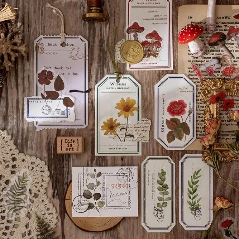 40 Pcs/Set Plant Nature Flower Decorative PVC Sticker Scrapbooking Diy Label Diary Stationery Album Journal Daisy Mushroom Stick