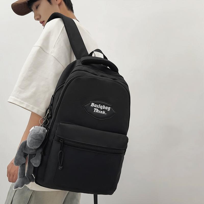 Color Block Student School Bag Men's Large Capacity Backpack Women Travel Couple Bag