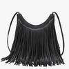 Retro Pendant Feeling Fringed Messenger Bag Temperament Matte Texture Shoulder Underarm Bag Large Capacity Storage Bucket Bag Tide