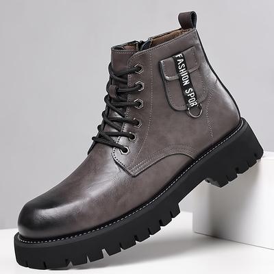 Fashion Fashion High Top Shoes Men All-match Male Motorcycle Boots Handmade Men Winter Plush Snow Casual Boots Leather Walking Shoes