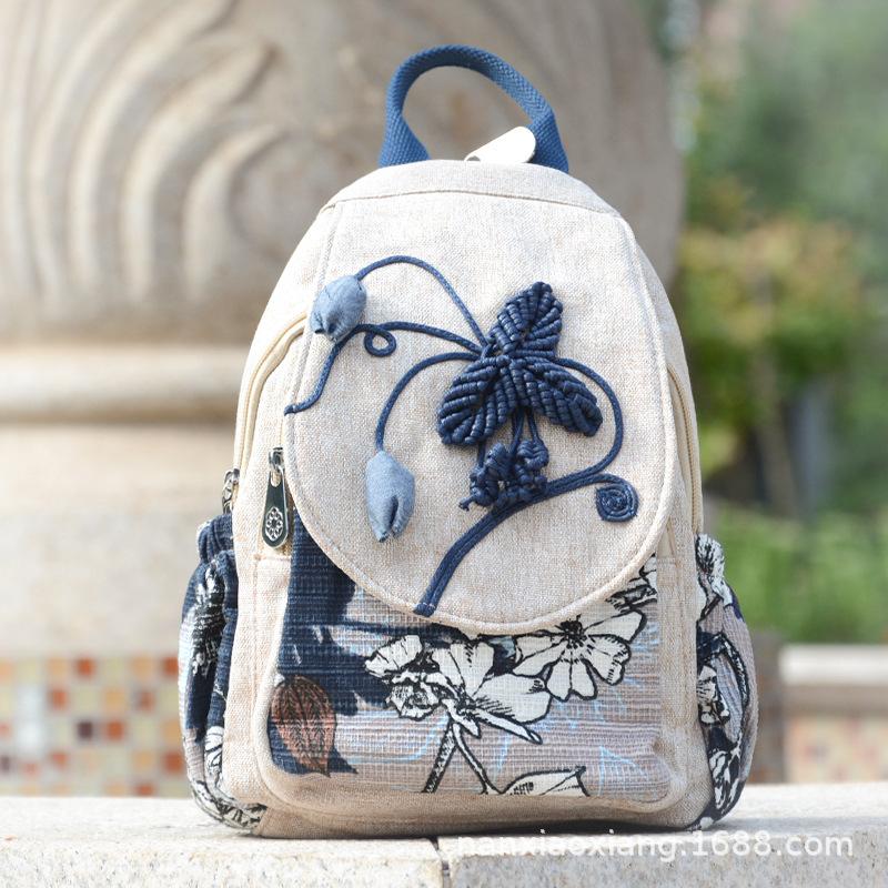 Women Artistic Embroidered Backpack Lady Ultra Lightweight Design for Effortless Carrying Stylish Crossbody Bags Compact Daypack 26x21x12cm