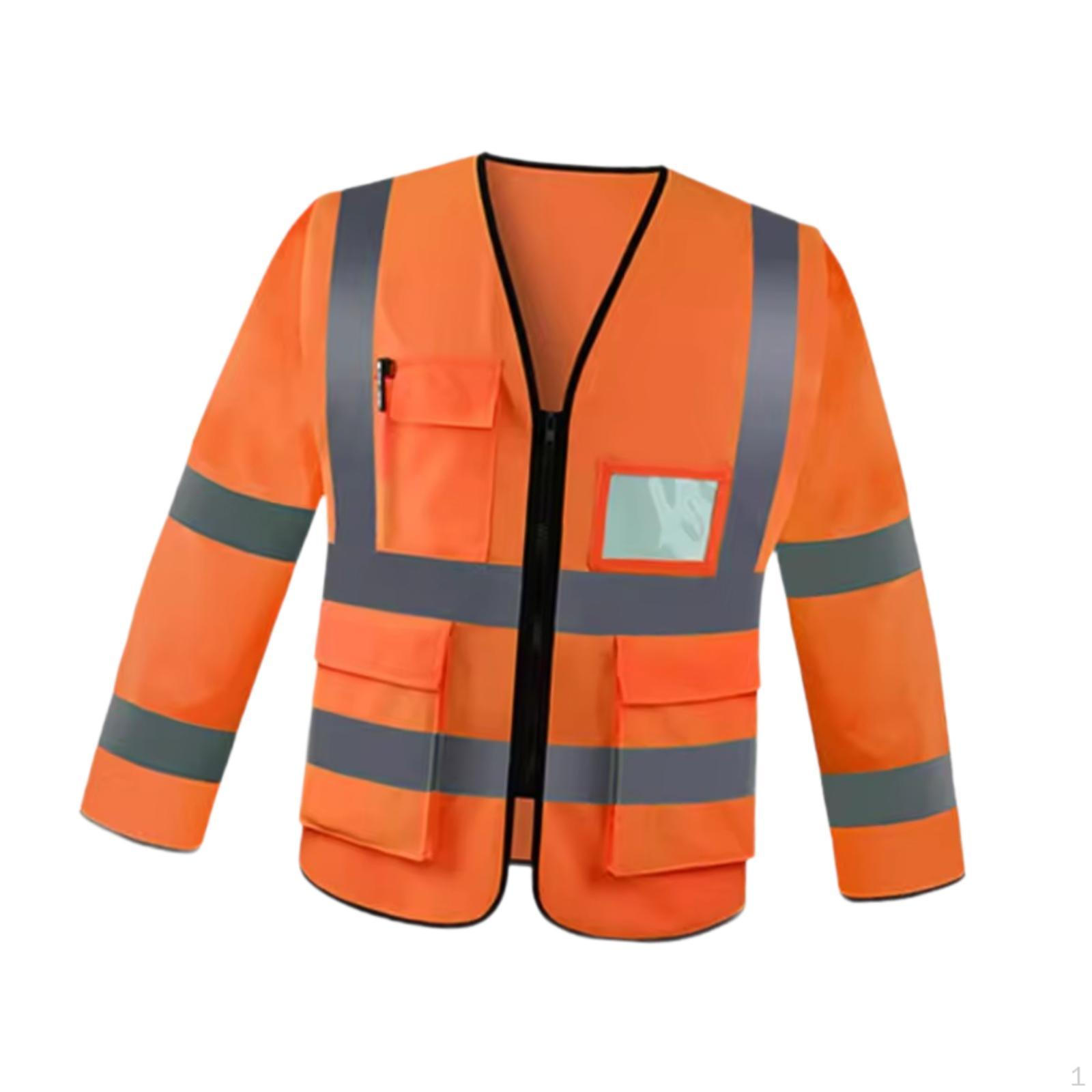 

High Visibility Long Reflective Vest for Adults, Workwear Traffic Control, Police And Surveyors. оранжевый