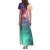 Women's Summer Casual Fashion -Print V-Neck Short-Sleeve Patchwork Dress
