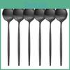 Set Black Cutlery Stainless 6pcsset Steel Dinnerware Spoons Set Coffee Dessert Spoon Dinner Tableware Set Kitchen Silverware Set
