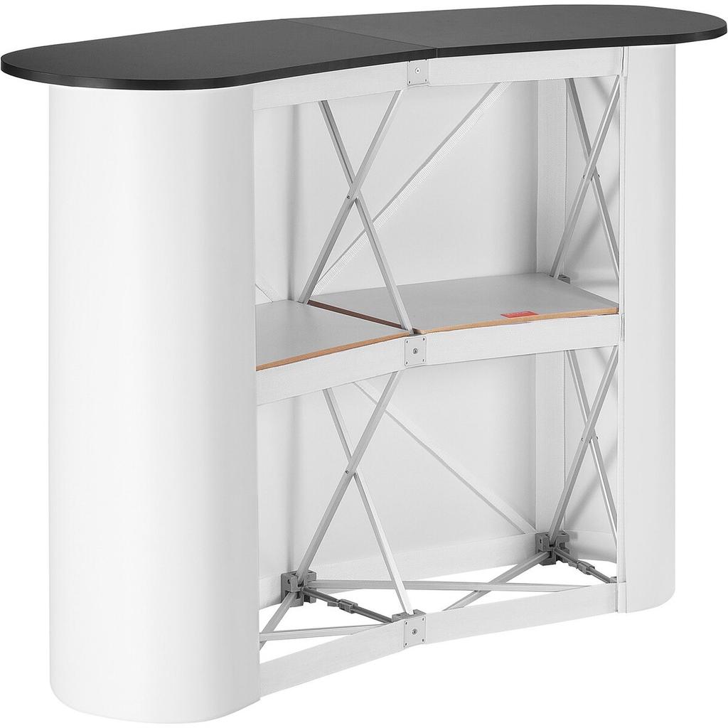 Portable Tradeshow Podium Table, 51.18" X 18.31" X 37.4", Display Exhibition Counter Stand Booth Fair with Wall, Foldable Promotion Retail Bar Table