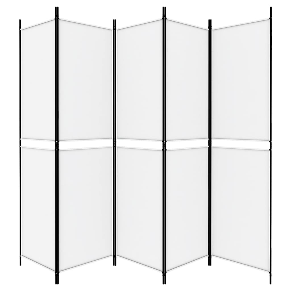 Vidaxl 5-Panel Room Divider, White, 250X200 Cm, Fabric