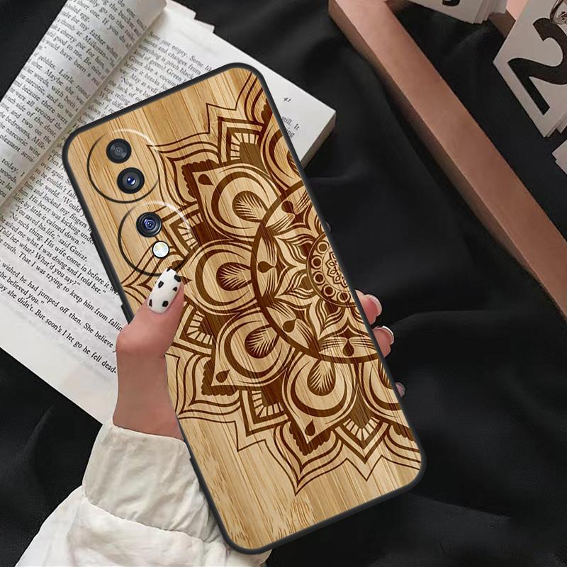 Mandala Floral Wood Case For Honor 90 Lite Magic 5 Pro 70 50 10 Honor X8 X7 X9 X9a X8a X7a X6a 9X 8X Back Cover