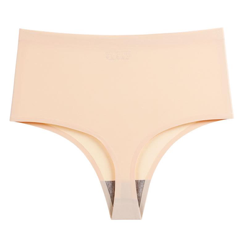 European & American Women's High-Waisted Seamless Ice Silk Thong - Invisible Sports Fitness Underwear