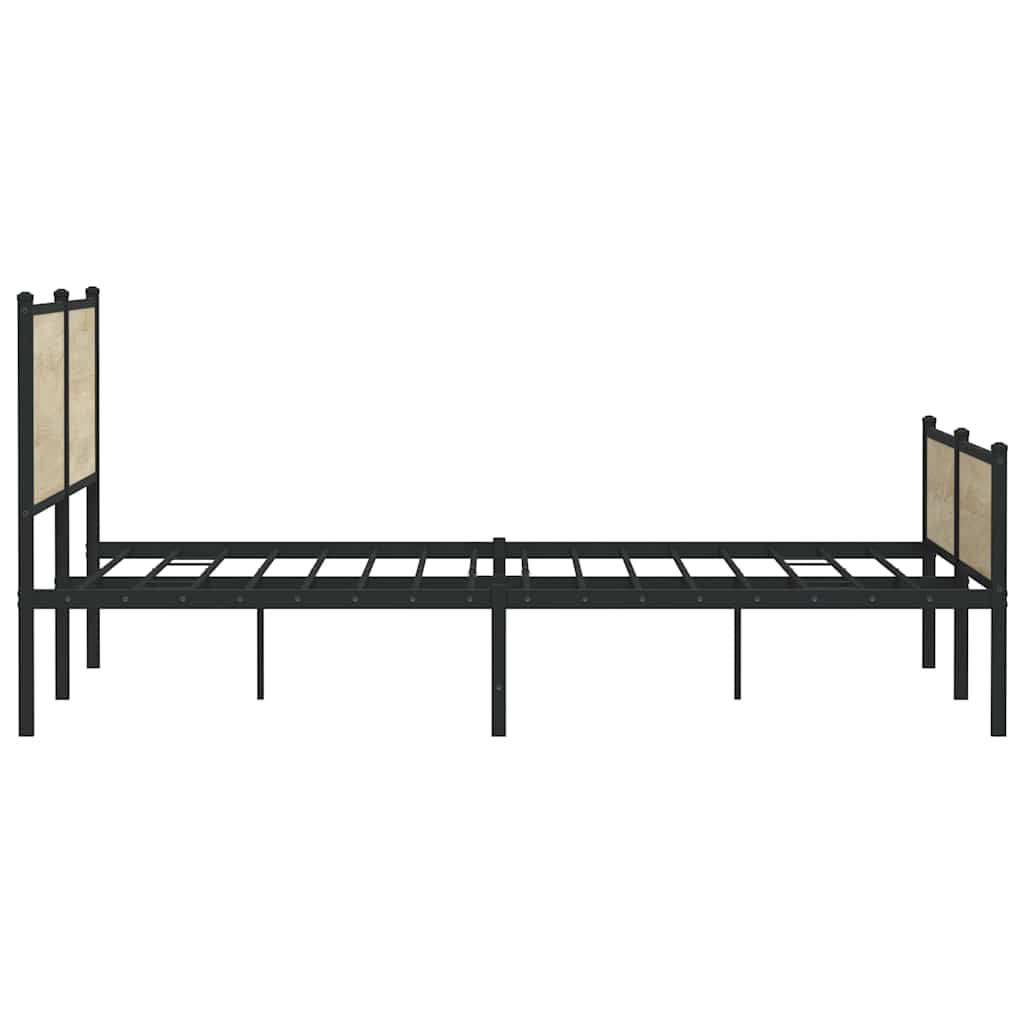 Metal Bed Frame without Mattress Sonoma Oak Finish 193 x 203 cm