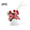 Reusable Festive Home Accents Christmas Bell Hanging Ornament Red Gold Pine Cone Wreath Decor Retro Pastoral Style Baubles for Tree Rustic Farmhouse