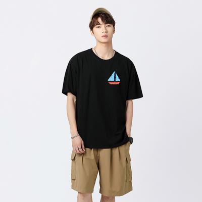 Paarbekleidung Sommer Neu Sonderdesign Hochwertiges Kurzarm-T-Shirt Weiß und Schwarz Locker Einfach zu kombinierende Kleidung