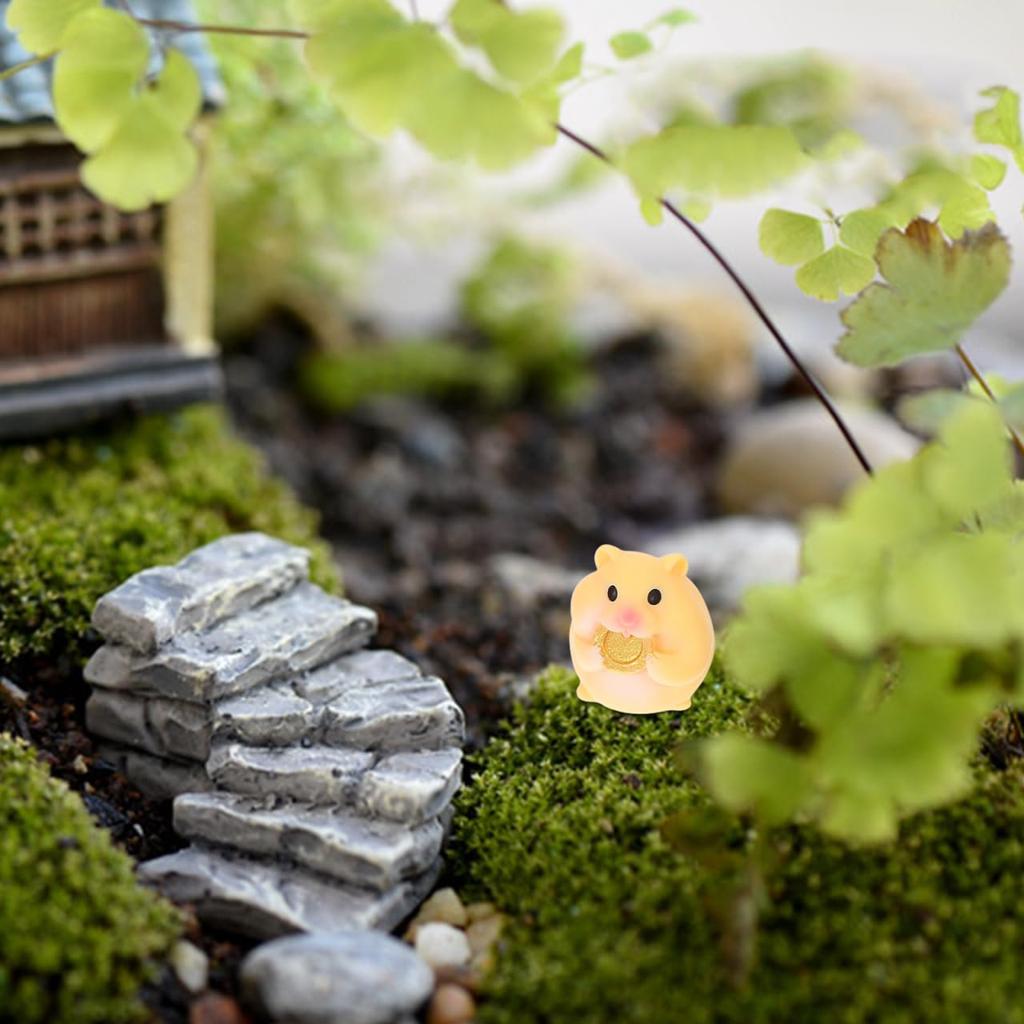 Happyyami Miniature Hamster Figurines, Set of 12, Resin Sculpture, Small Garden Decoration, for Small Animal Cages, Plant Pot Ornaments, Cute