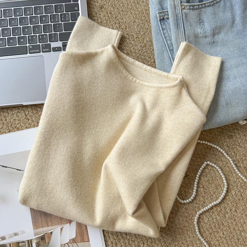2026 Autumn Women's Slim Fit Round Neck Knit Pullover Sweater
