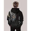 Boys' 3D Printed Nordic Mythical Hoodie - Black Viking Skull and Rune Pattern, High Quality Printing
