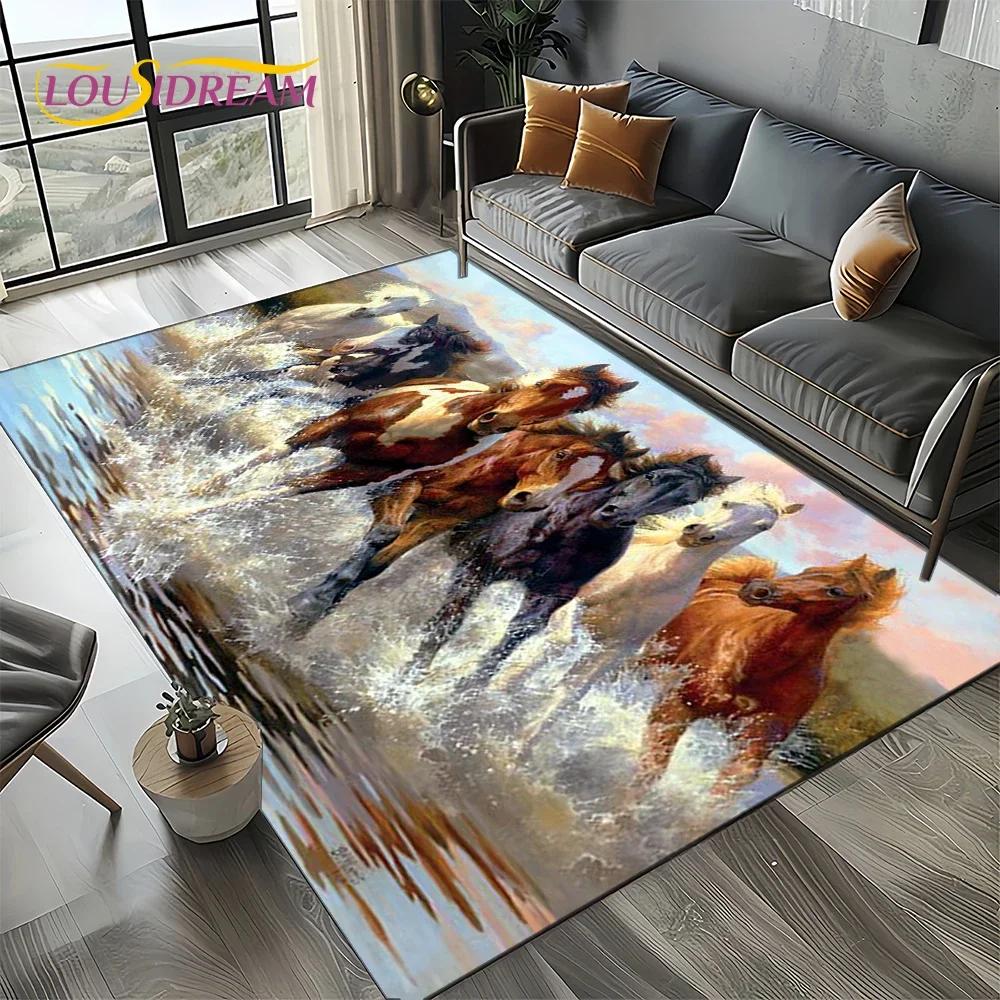 27 Style New Horse Pentium Gallant Steed 3D Animal Carpet Rug for Living Room Bedroom Home Sofa,Kid Area Rug Non-slip Floor Mat