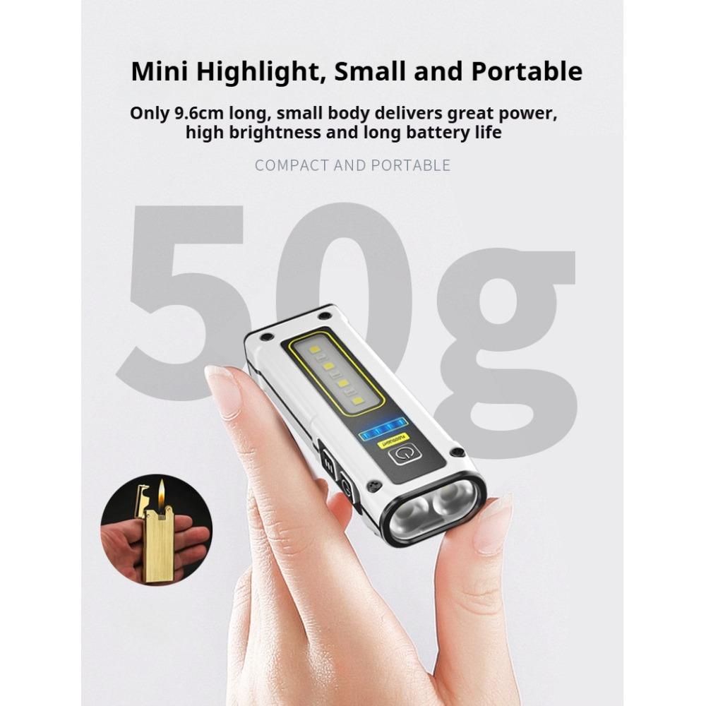 Strong Light Mini Portable Flashlight with 7 Modes Emergency Flashlight for Night Work Vehicle Inspection. Used for Patrolling, Hiking, Fishing