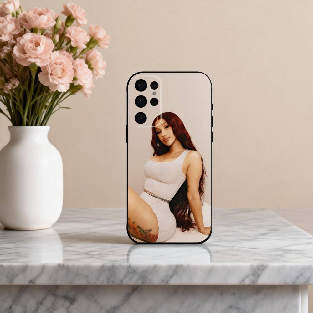 Selbstbewusste C-Cardi B Sängerin Handyhülle Für Samsung S25,24,23,22,30,21,10,9,Ultra,Plus,Lite,FE,4,5 G Weiche Schwarze Hülle