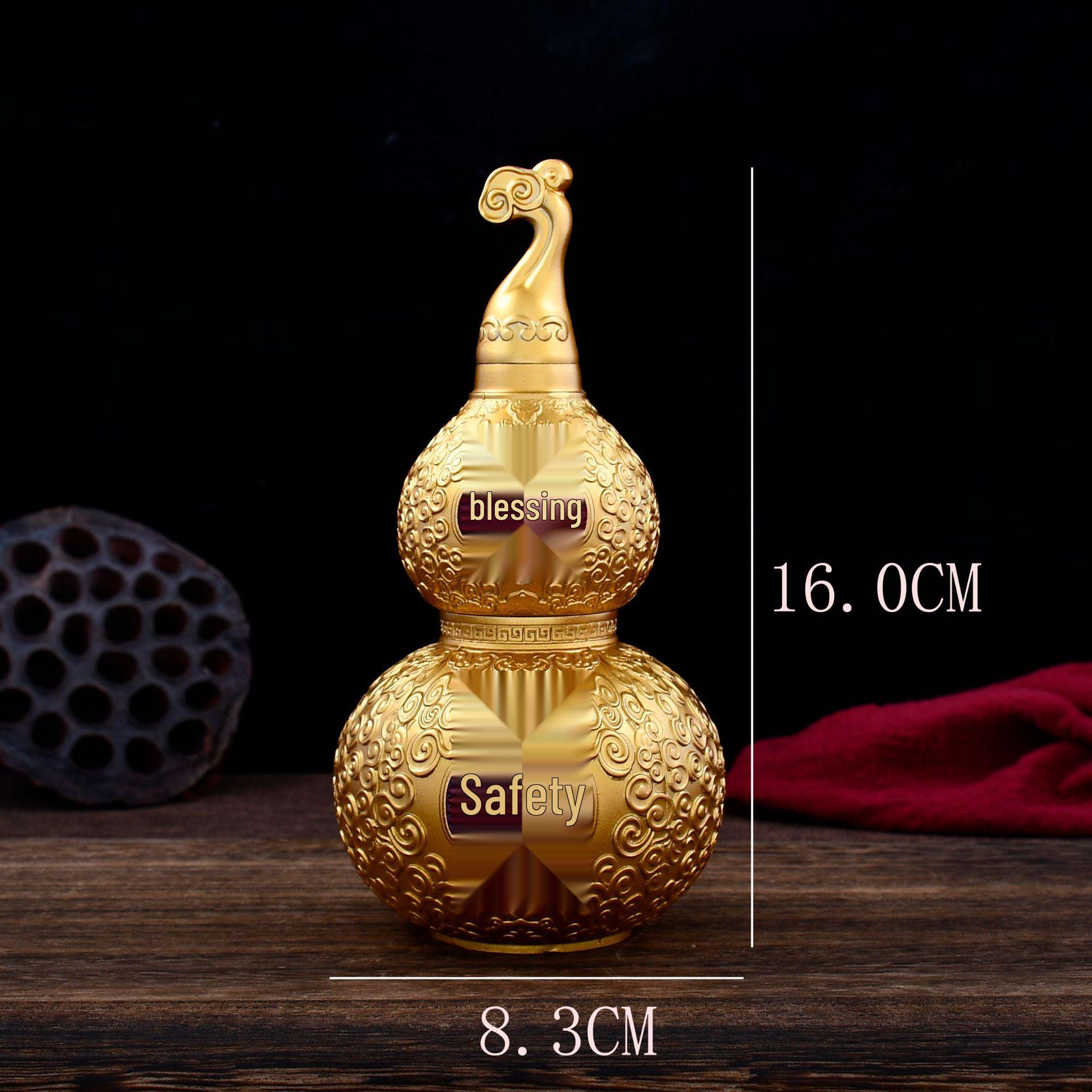 Brass Gourd Ornament for Prosperity & Peace - Ruyi Fortune Decor for Living Room
