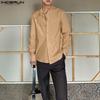Oversized Men Stand Neck Long Sleeve Buttons Casual Loose Shirts