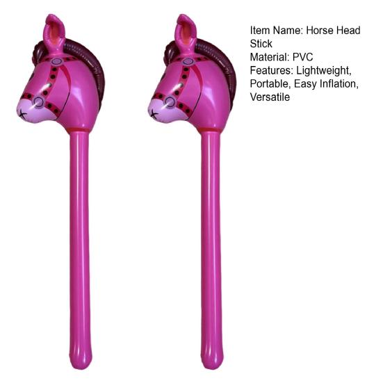 2Pcs Inflatable Stick Horse 39" PVC Kids Inflatable Horse Toy Easy Inflate Deflate Party Decoration for Horse Cowboy Carnival Christmas Birthday