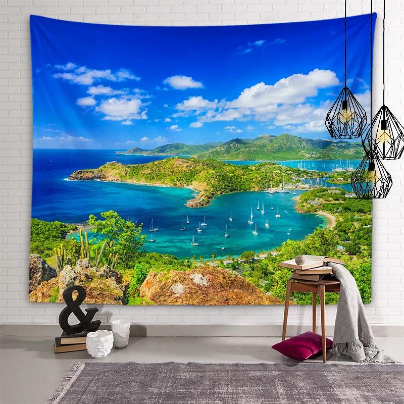 Nature Beach Scenery Art Tapestry Turtle Tapestry Wall Hanging Decor Backdrop Cloth Living Room Bedroom Home Decor Tapestries