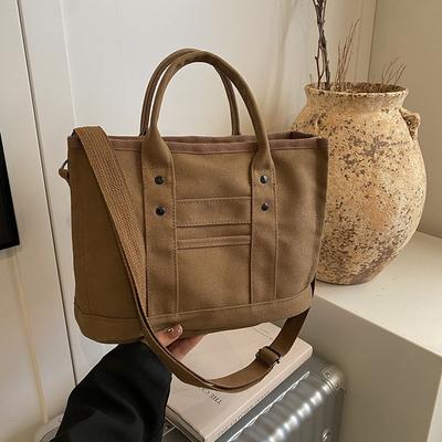 Large Capacity Bag Versatile Casual Canvas Shoulder Bag Handbag College Student Fashion Tote Bag Women