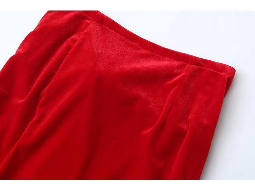 2024 Winter Women's European & American Slim Strapless Top and Midi Skirt Set