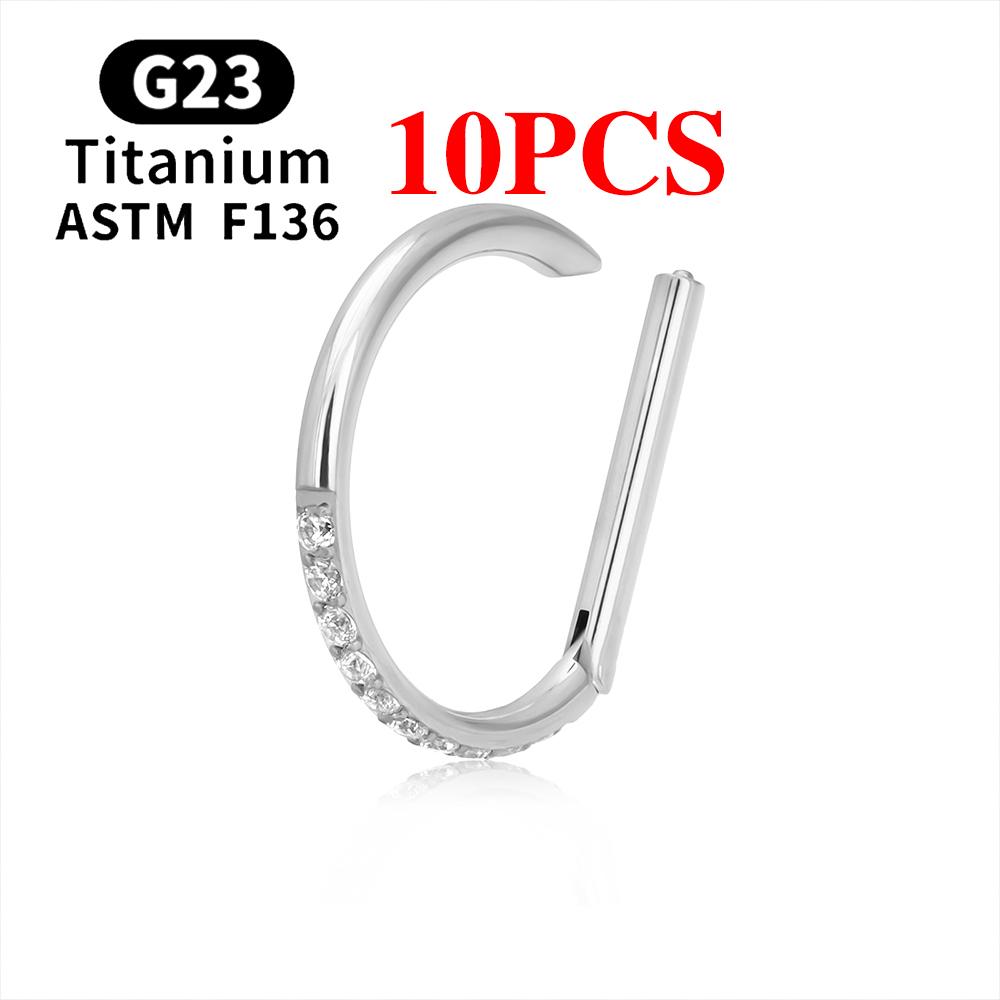 1/10 Stück F136 G23 Titan Nasenpiercing Ring D-Form Scharnier Segment CZ 16G Clicker Knorpel Tragus Helix Ohrringe Körperschmuck